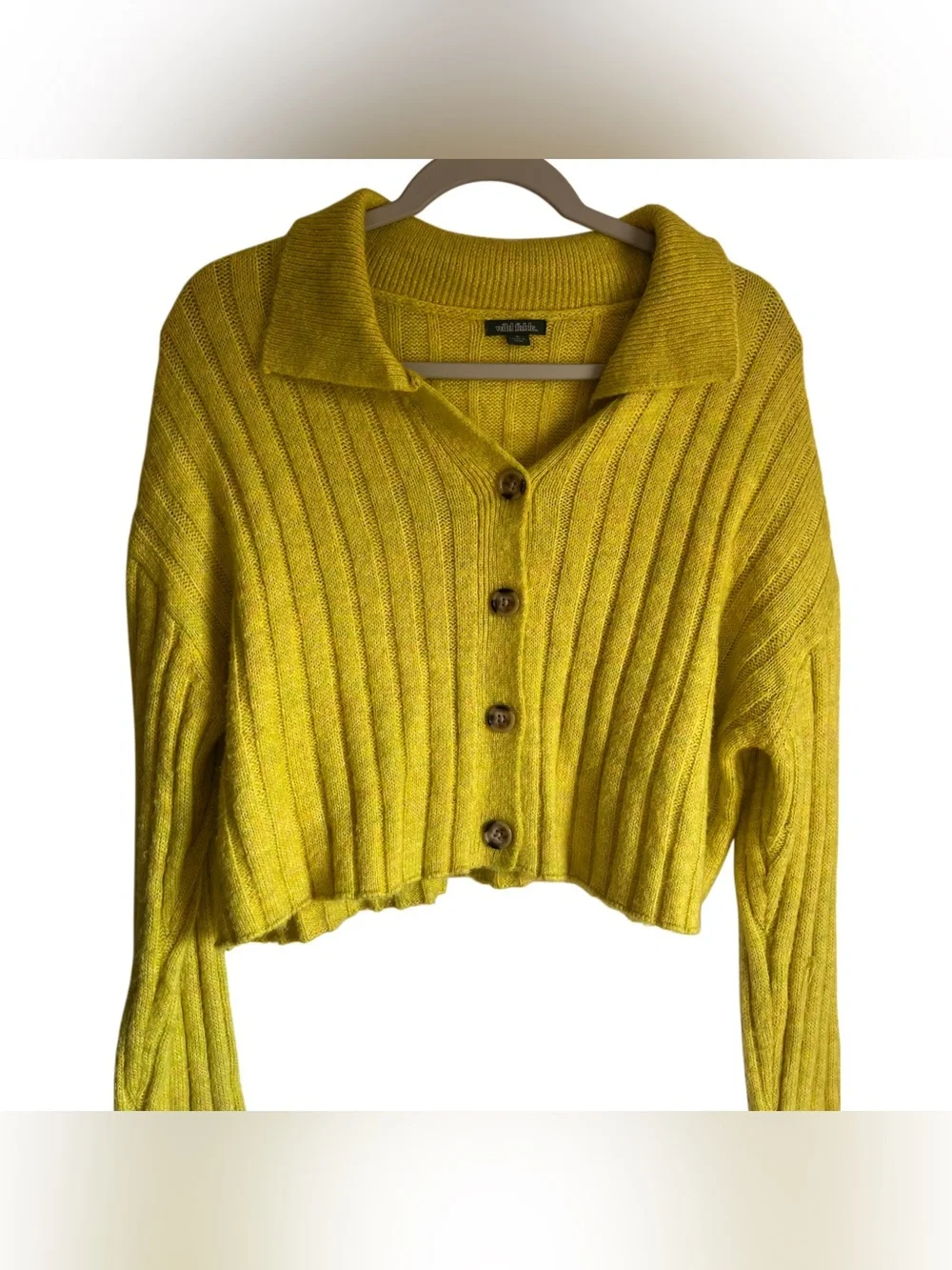 Funky Neon Yellow Cropped Button Cardi